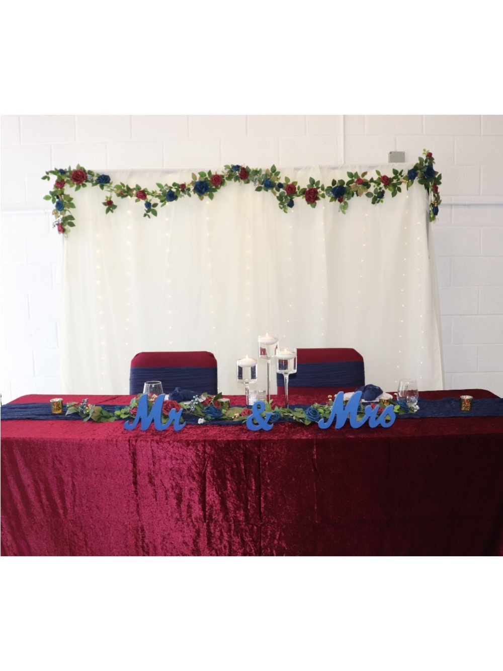 Navy and burgundy Rose Garland wedding flowers 13ct - Picture 4 of 4